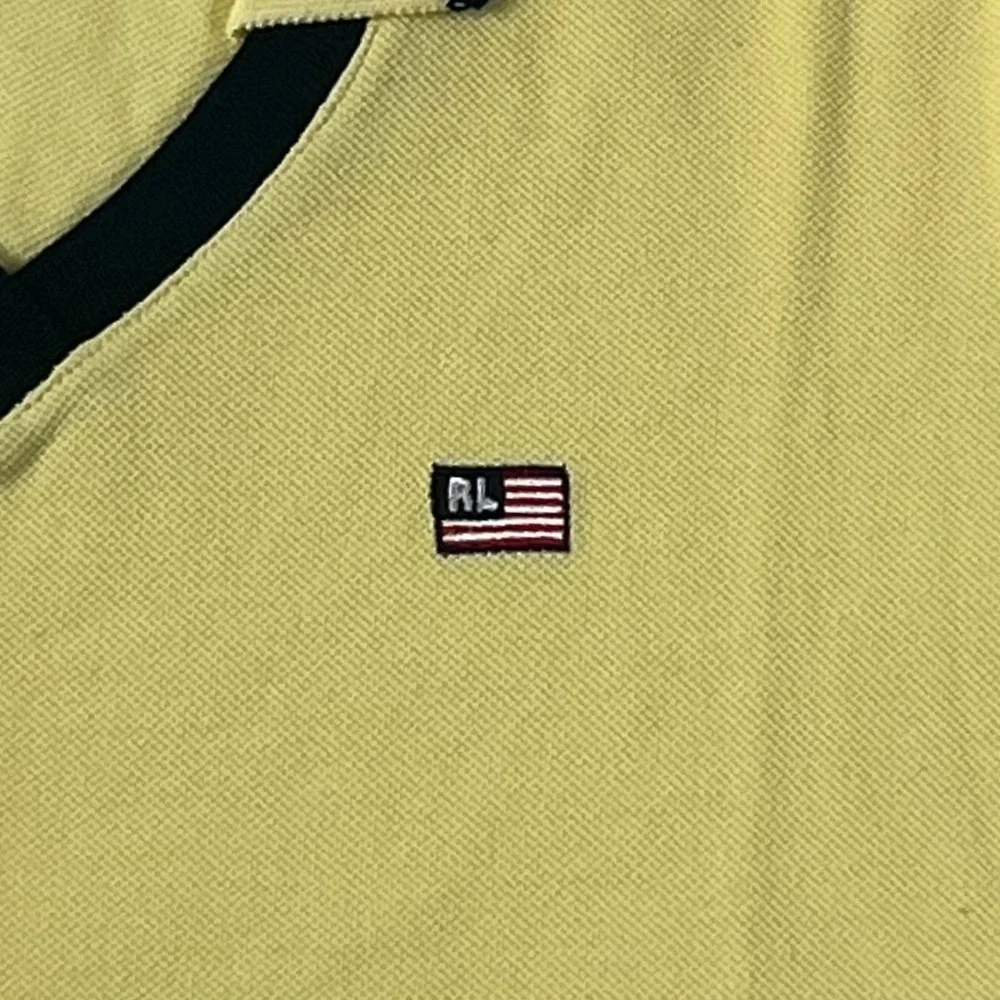Polo Jeans Co. Polo Shirt Collard V-neck Made in USA Yellow Men's Size M VTG NWT